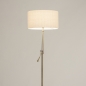 Foto 31264-4 schuinaanzicht: Messing staande lamp met beige linnen lampenkap