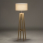 Foto 31270-15: Landelijke vloerlamp van licht hout met beige linnen lampenkap