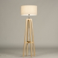 Foto 31270-16: Landelijke vloerlamp van licht hout met beige linnen lampenkap