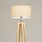 Foto 31270-18: Landelijke vloerlamp van licht hout met beige linnen lampenkap