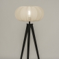 Foto 31274-16: Stativ-Stehlampe in Schwarz mit beigem Lampion aus Stoff 