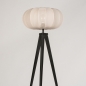 Foto 31274-17: Stativ-Stehlampe in Schwarz mit beigem Lampion aus Stoff 