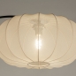 Foto 31283-9: Zwarte staande booglamp met ronde beige lampion kap