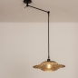 Foto 31292-3 schuinaanzicht: Knikarm hanglamp in het zwart met rotan kap 