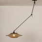 Foto 31292-4 schuinaanzicht: Knikarm hanglamp in het zwart met rotan kap 