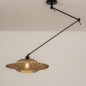 Foto 31292-5 schuinaanzicht: Knikarm hanglamp in het zwart met rotan kap 