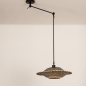 Foto 31292-6 schuinaanzicht: Knikarm hanglamp in het zwart met rotan kap 