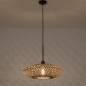 Foto 31296-2 onderaanzicht: Rotan hanglamp met gevlochten ronde lampenkap in naturel/zwart