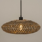Foto 31296-4 vooraanzicht: Rotan hanglamp met gevlochten ronde lampenkap in naturel/zwart