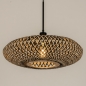 Foto 31296-5 onderaanzicht: Rotan hanglamp met gevlochten ronde lampenkap in naturel/zwart