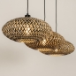 Foto 31299-4 schuinaanzicht: Rotan hanglamp met drie ronde kappen voor boven de eettafel