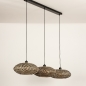 Foto 31299-8 schuinaanzicht: Rotan hanglamp met drie ronde kappen voor boven de eettafel