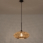 Foto 31301-2 onderaanzicht: Rotan hanglamp met ronde gevlochten kap in naturel/zwart