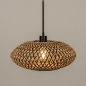 Foto 31301-4 vooraanzicht: Rotan hanglamp met ronde gevlochten kap in naturel/zwart