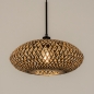 Foto 31301-5 onderaanzicht: Rotan hanglamp met ronde gevlochten kap in naturel/zwart
