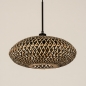Foto 31301-6 onderaanzicht: Rotan hanglamp met ronde gevlochten kap in naturel/zwart