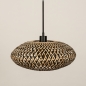 Foto 31301-7 vooraanzicht: Rotan hanglamp met ronde gevlochten kap in naturel/zwart