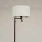 Foto 31314-4 zijaanzicht: Zwarte vloerlamp met leeslamp en witte lampenkap van stof