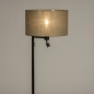 Foto 31315-10 schuinaanzicht: Zwarte vloerlamp met leeslamp en taupe kap van stof