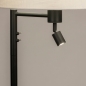Foto 31316-9 detailfoto: Zwarte staande leeslamp met witte kap van stof en extra leeslamp