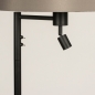 Foto 31317-10 detailfoto: Zwarte staande leeslamp met lampenkap van stof in het grijs en met extra led leeslamp