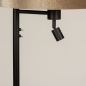 Foto 31320-10 detailfoto: Zwarte staande schemerlamp met leeslamp en velvet kap in taupe met koperkleurige binnenkant