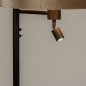 Foto 31320-9 detailfoto: Zwarte staande schemerlamp met leeslamp en velvet kap in taupe met koperkleurige binnenkant
