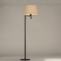 Foto 31324-2 zijaanzicht: Zwarte vloerlamp met led leeslamp en beige kap van stof
