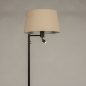 Foto 31324-4 zijaanzicht: Zwarte vloerlamp met led leeslamp en beige kap van stof