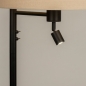 Foto 31324-9 detailfoto: Zwarte vloerlamp met led leeslamp en beige kap van stof