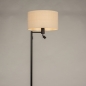 Foto 31325-3 zijaanzicht: Zwarte vloerlamp met beige linnen kap