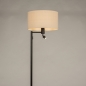 Foto 31325-6 zijaanzicht: Zwarte vloerlamp met beige linnen kap