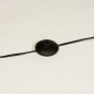 Foto 31339-13: Zwarte booglamp met ronde kap van stof in taupe en wit