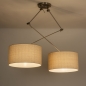 Foto 31354-2 niet_in_feed: Verstelbare hanglamp met twee knikarmen en twee beige linnen kappen 