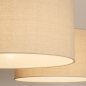 Foto 31354-7 niet_in_feed: Verstelbare hanglamp met twee knikarmen en twee beige linnen kappen 
