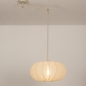 Foto 31356-3 schuinaanzicht: Beige knikarm lamp voor aan het plafond met lampion kap in japandi stijl 