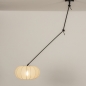 Foto 31359-17: Knikarm hanglamp in het zwart met lampion kap in japandi stijl 