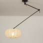 Foto 31359-18: Knikarm hanglamp in het zwart met lampion kap in japandi stijl 