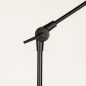 Foto 31368-12: Große Schwarze Bogenlampe mit Gelenkarm und grauem Stoffschirm