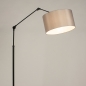 Foto 31368-4: Große Schwarze Bogenlampe mit Gelenkarm und grauem Stoffschirm