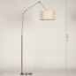 Foto 31376-1 maatindicatie: Grote rustieke vloerlamp met knikarm en beige linnen lampenkap