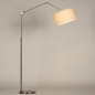 Foto 31376-3: Grote rustieke vloerlamp met knikarm en beige linnen lampenkap