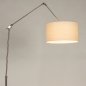 Foto 31376-5: Grote rustieke vloerlamp met knikarm en beige linnen lampenkap