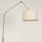 Foto 31376-6: Grote rustieke vloerlamp met knikarm en beige linnen lampenkap