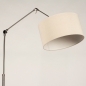 Foto 31376-7: Grote rustieke vloerlamp met knikarm en beige linnen lampenkap