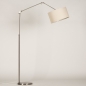 Foto 31376-8: Grote rustieke vloerlamp met knikarm en beige linnen lampenkap