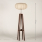 Foto 31377-1: Japandi Stehlampe: Stehlampe aus Holz in Walnussbraun mit Lampenschirm aus Stoff