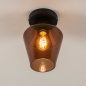 Foto 31379-2: Kleine Deckenlampe in braunem Glas mit schwarzer Deckenplatte