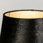 Foto 31382-6: Vasenlampe in Rauchglas mit Messingfuß und luxuriösem schwarzen Stoffschirm mit goldener Innenseite