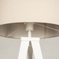Foto 31392-11 detailfoto: Witte driepoot vloerlamp met beige linnen kap